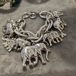 Silver Elephant Charm Bracelet - Women Jewelry